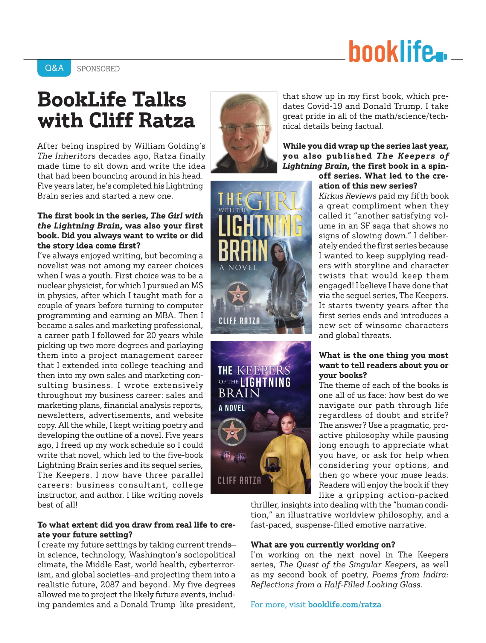 Article about the Lightning Brain Series on Booklife magazine