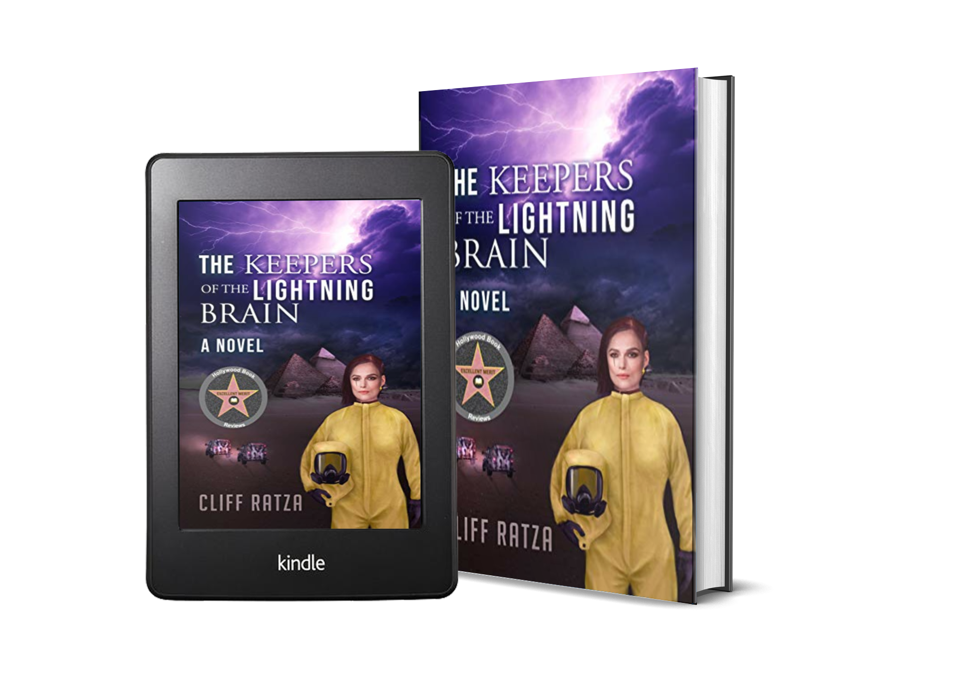 Book called The Keepers of the Lightning Brain beside its digital version