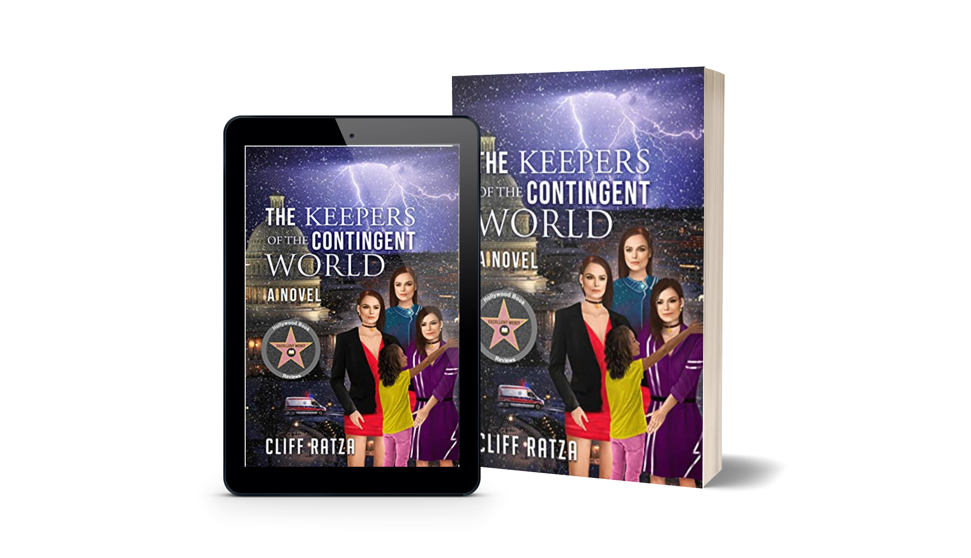 Book called The Keepers of the Contingent World beside its digital version